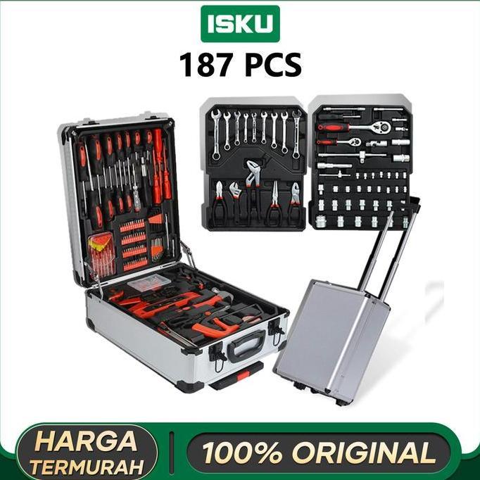 .apaloh - ISKUTool Kit 187 PCS Perkakas Bengkel Tool set/Koper Set Perkakas Bengkel/Alat Bengkel Per
