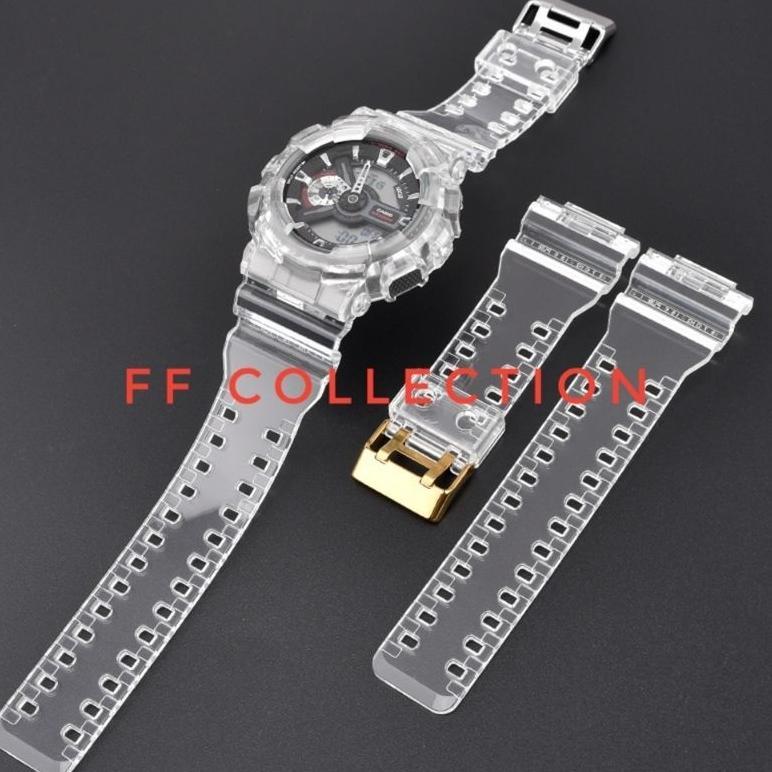 TALI / STRAP JAM TANGAN KWALITAS ORIGINAL TRANSPARAN GESPER GOLD  CASIO G-SHOCK GA-100 GA-110 GA-120