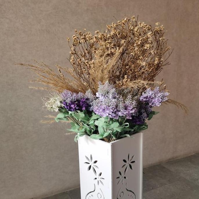 NORDIC Vas Bunga Lantai Tinggi Pot Kembang Guci Daun Kering Vase Kayu KS