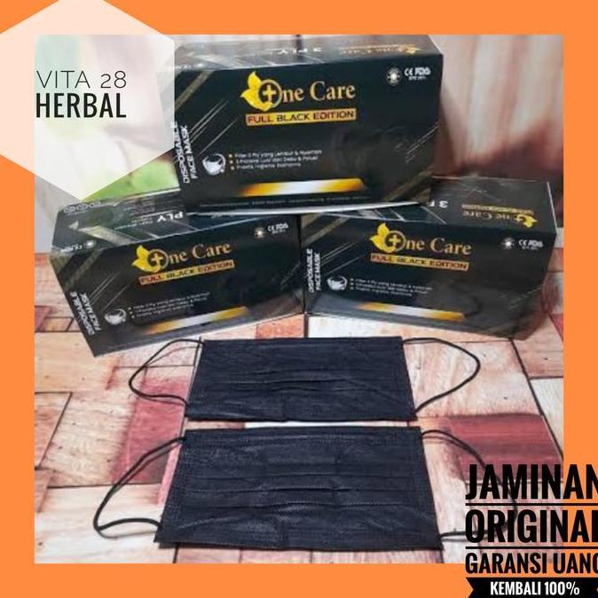 Masker Medis Bedah Karet Earloop One Care Ne Care 50 Pcs 3 Ply Hitam