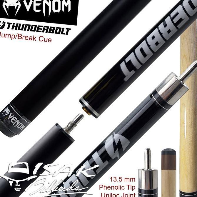 Venom Thunderbolt Jump Break Cue | Black 13.5Mm Stick Loncat Billiard