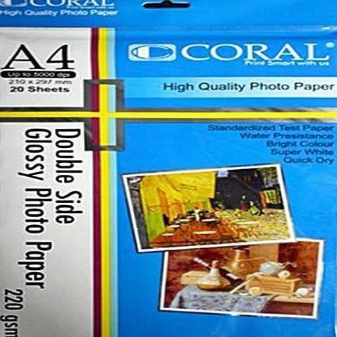 Coral Glossy Photo Paper Double side A4 / Kertas foto double side 220