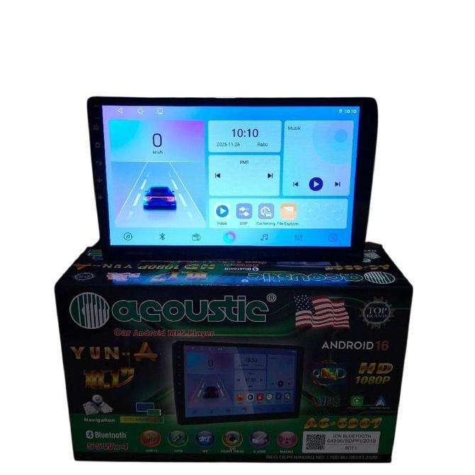 Head Unit Android 10 Inch Acoustic ac-6907 Ram 4+128 Support Android Auto+carplay