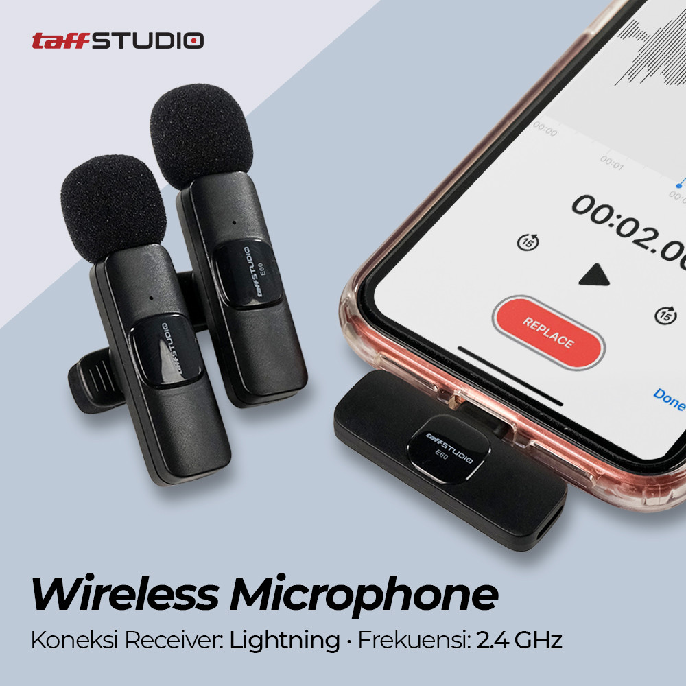 Wireless Lavalier Microphone Lightning TaffSTUDIO Mic Clip Vlog iPhone