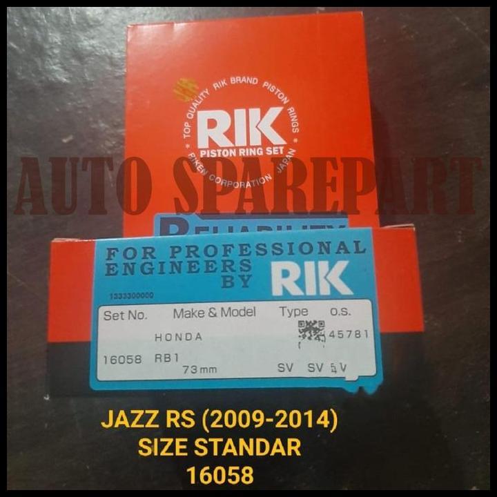 GRATIS ONGKIR RING PISTON SEHER RIK JAZZ RS STD STANDAR 2009-2014 1SET 16058 