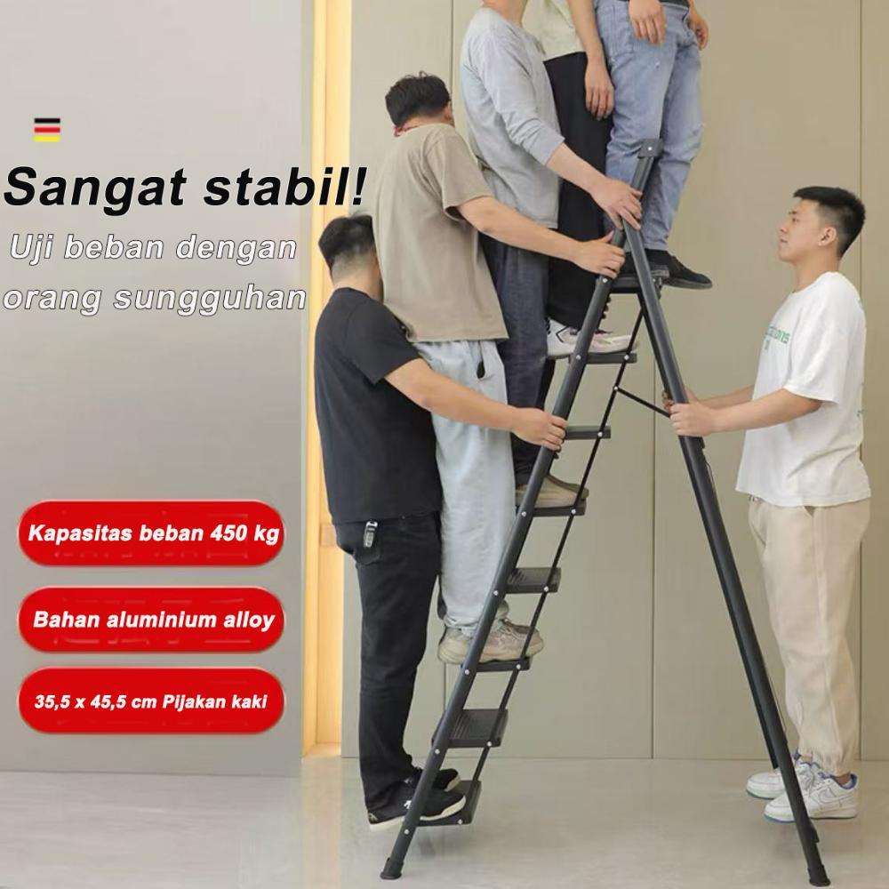 Tangga berlapis bubuk premium Kaki karet elastis Tangga lipat aluminium tangga lipat aluminium tangg