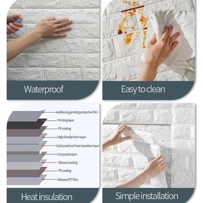 promo bornway -paket 10pcswallpaper dinding 3d foam mini motif batu bata 30x35cm  3mm sticker batu b