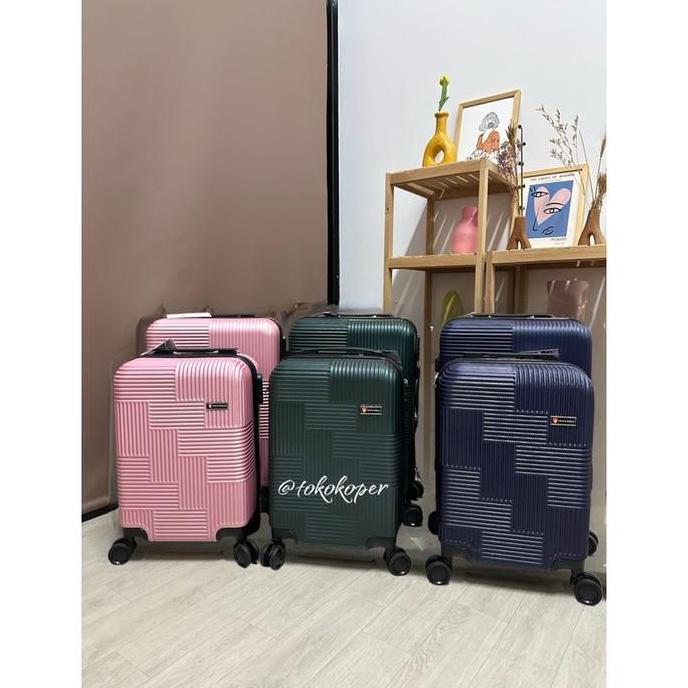 KOPER SWISS POLO 22 INCH BAHAN ABS 100% RODA DOUBLE KUNCI KOMBINASI 3 ANGKA RODA BERPUTAR 360 DERAJA