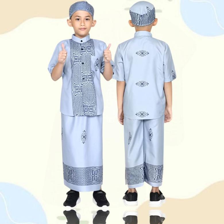 Super Deal Setelan Baju Koko Peci Anak Laki-Laki Muslim Sarkoci Batik Pekalongan Usia 3-10 Tahun