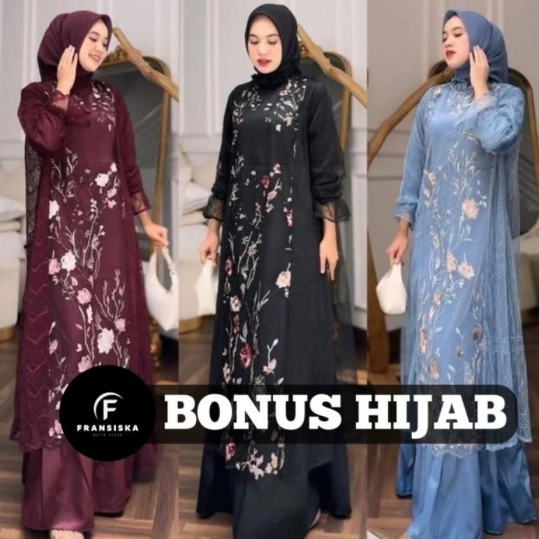 FAST DELIVERY FREE HIJAB - SPECIAL PRICE ZEYA DRESS SET ( DRESS + TUNIK BLOUSE LACE ) DRESS TERBARU 