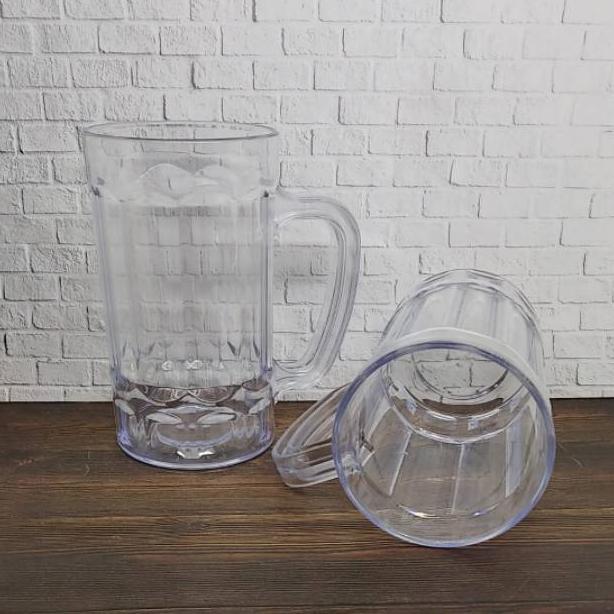 GELAS BIR PLASTIK 6 PCS GELAS GAGANG BESAR GELAS MINUM PLASTIK