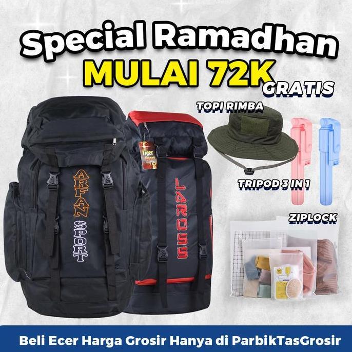Tas Gunung Pria BONUS Hadiah Keren Ransel Carrier 35 liter Hiking Outdoor Jumbo Tas Travel Muncak Hi
