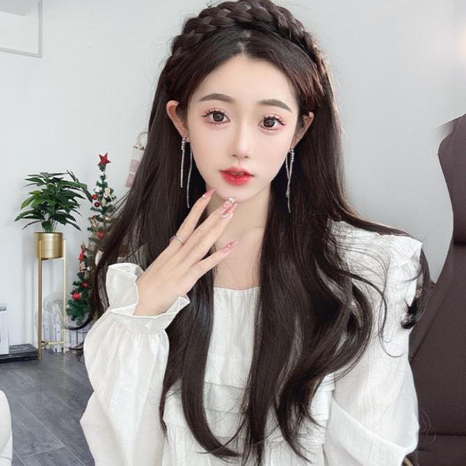 Digipost_id - AEGYOSHOPPE - H022 Wig Bando Korea Kepang 60 CM, Rambut Palsu Setengah Kepala dengan B