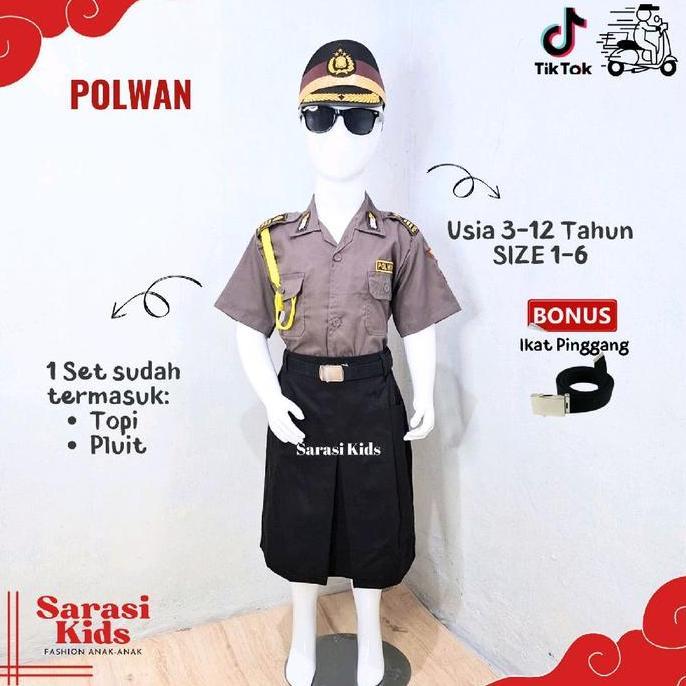 Baju polisi polwan anak kostum polwan seragam polwan anak setelan polwan anak  baju karnaval anak pa