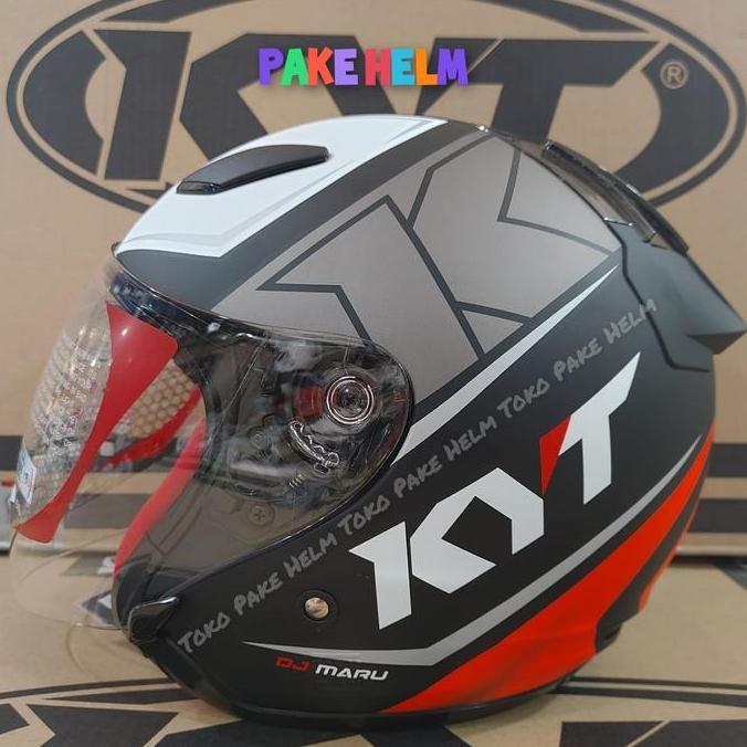 NEW HELM KYT DJ MARU #17 BLACK RED FLUO DOF KYT HALF FACE KYT DJMARU ORI