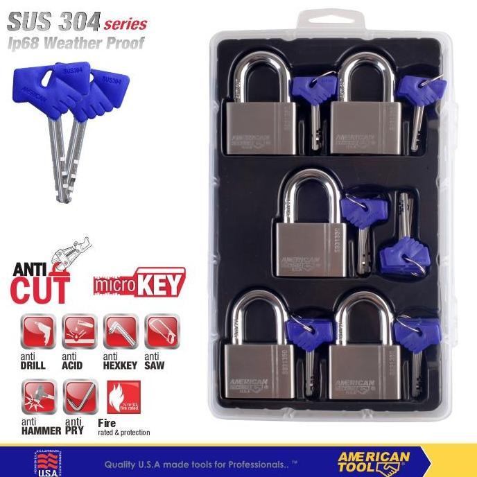 Agataforlads - Gembok American Secure Master Key 50Mm Gen 4 Isi 5 Pcs S931350Mk5