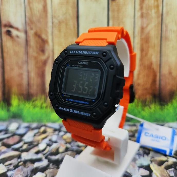 Ready  CASIO Digital Jam Tangan Pria Strap Karet W-218H Custom Original