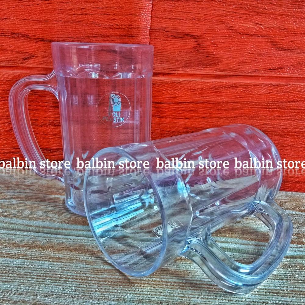 [BALBIN] 6 GELAS GAGANG GL POLI PLASTIK 500ml SNI-GELAS GAGANG MIKA - GELAS GAGANG - GELAS ANGKRINGA