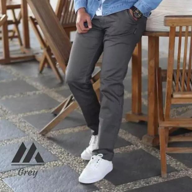 GARANSI NEVADA/ CHINOS Panjang pria Slimfit KERJAHARIAN Santai Casual Formal Hitam Abu Cream Mocca S