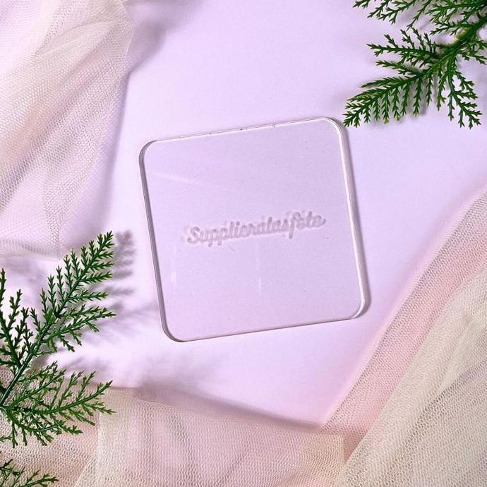 SAF engraved coaster akrilik kotak - tatakan gelas arcylic grafir logo