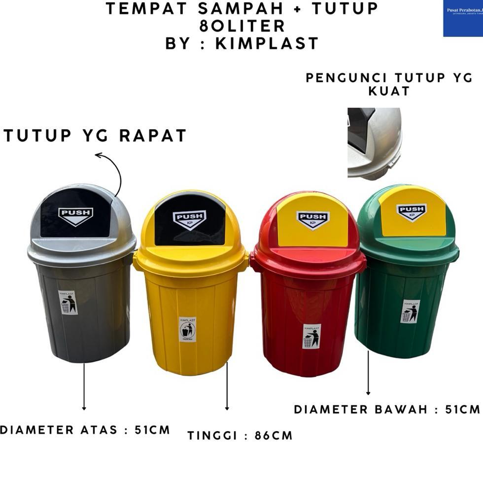 Kimplast - Tempat Sampah + Tutup 80 Liter Tempat Sampah Besar Tong Sampah Tong Sampah Besar Tempat S