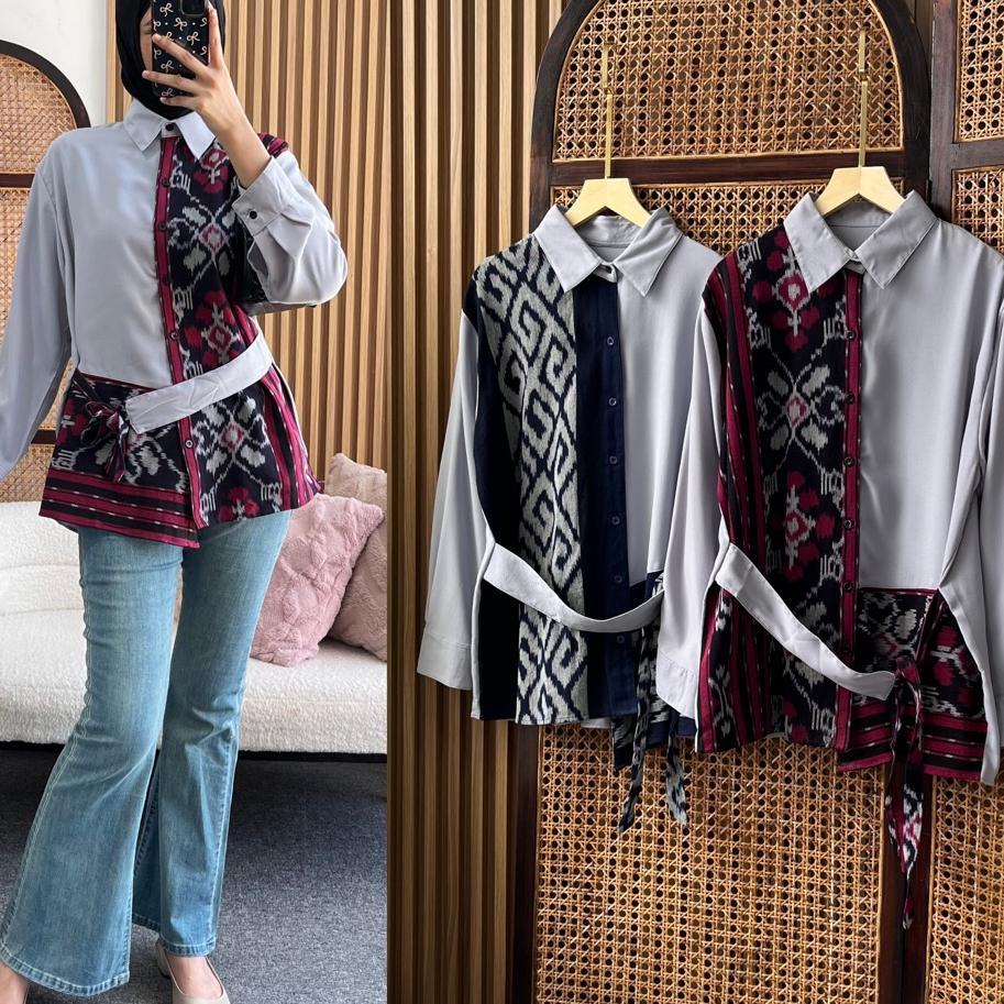 Little Butik Tenun Etnik Batik Shirt | Atasan Batik Wanita Batik Kerja