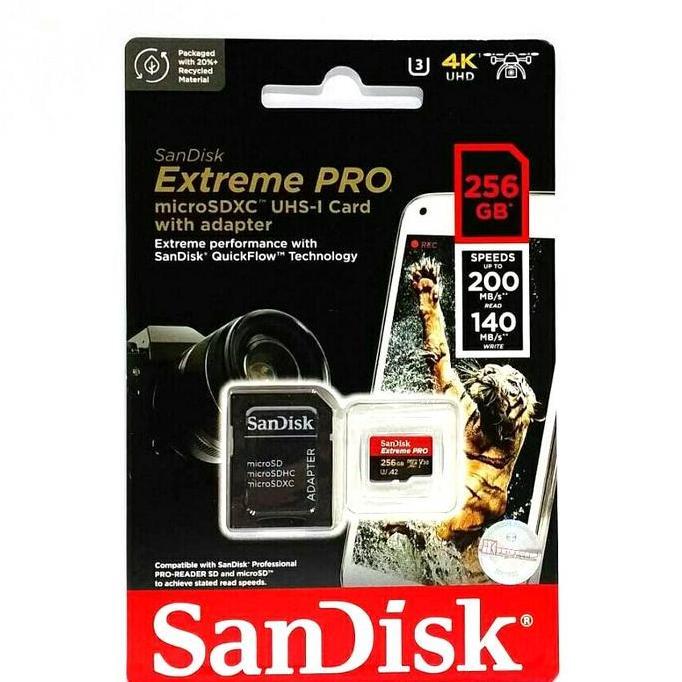 MICRO SDXC SANDISK EXTREME PRO 256GB A2 UP TO 200mb/s - ORIGINAL