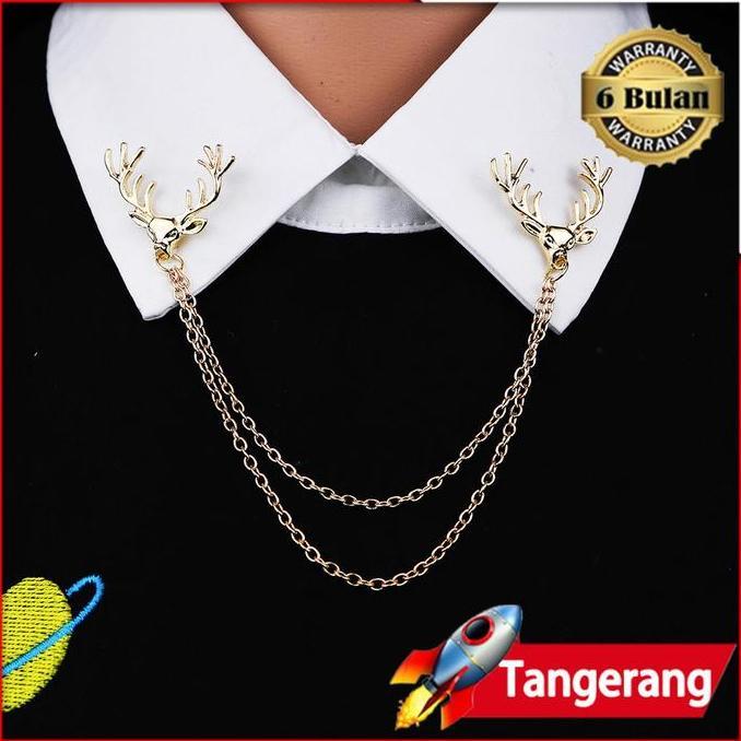 AMERZANA Lapel Pin Bros Jas / Bros Jas Pria Pengantin / Brooch Pin Deer Chain