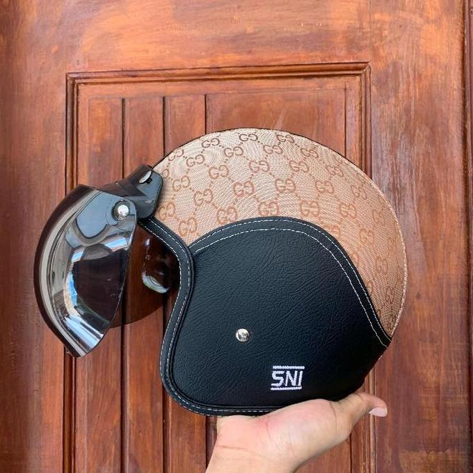 Helm Bogo Kulit Wanita Dewasa  Helm Wanita Hijab Retro Model Terbaru