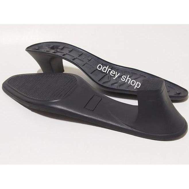 Ready Sol Sepatu Hak Wanita Sol Sandal Odrey Ujung Lancip Wanita hak 5 cm Hitam Bahan PVC