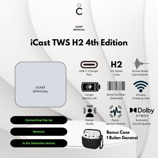 iCast TWS 4 ANC H2 Chip TWS Wireless Charging True Wireless Stereo