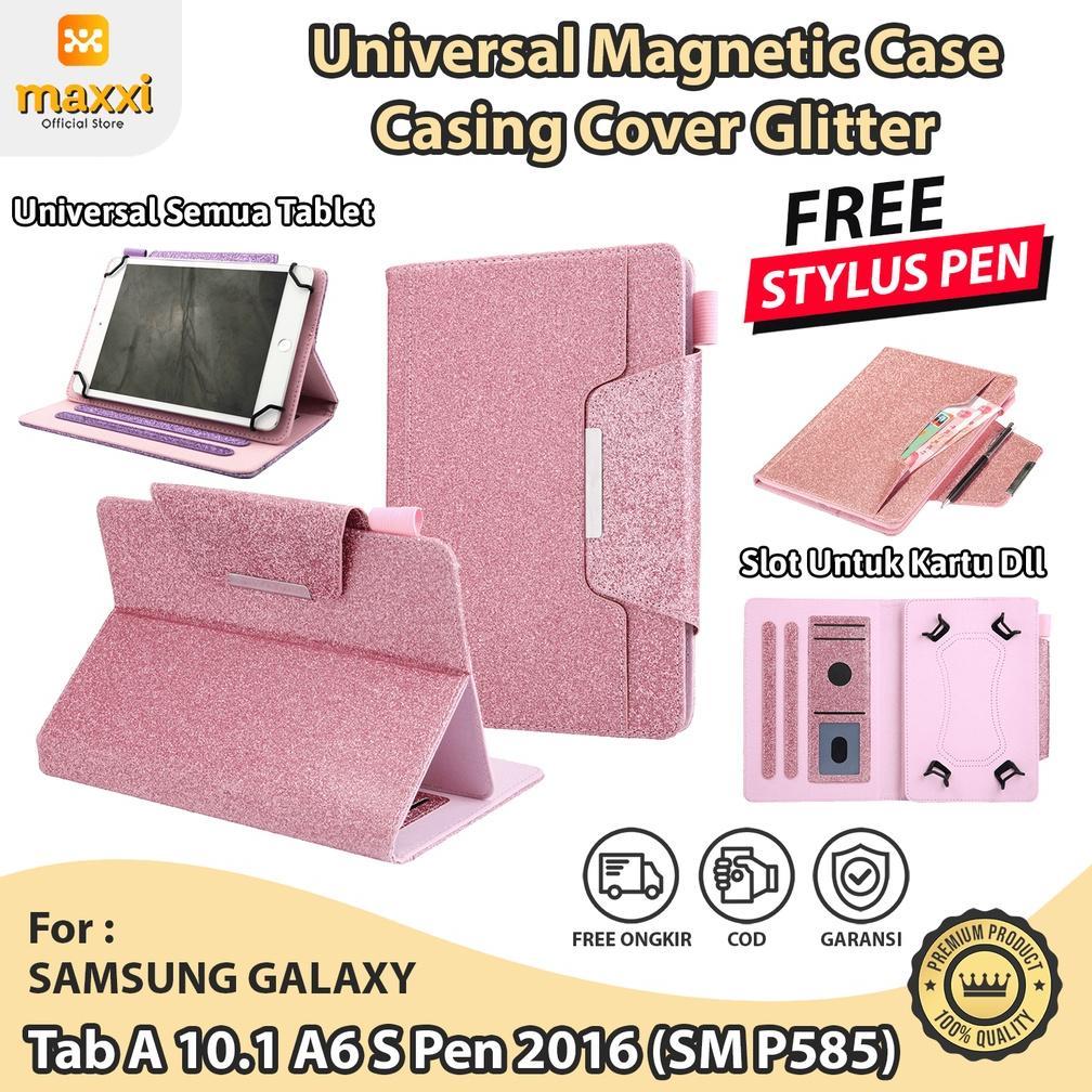 Samsung Tab A 10.1 A6 2016 S Pen T585 Tablet Casing Case Gliter Magnet aksesoris