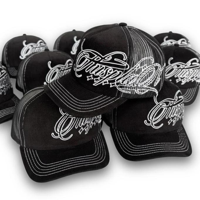 Topi Jaring Trucker Corduroy Black Lattering Thisplan original