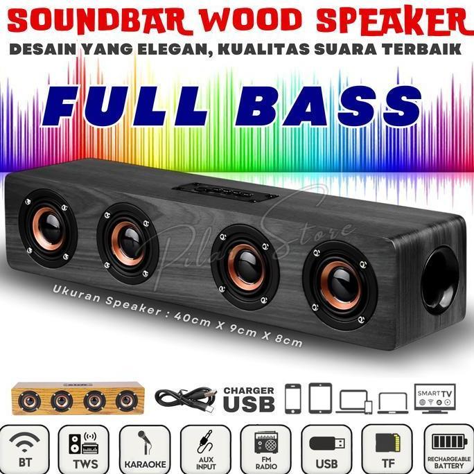 Warungresi819 - COD MURAH BANGET Speaker Bluetooth Full Bass SOUNDBAR BAHAN KAYU FLECO F-422BT Untuk