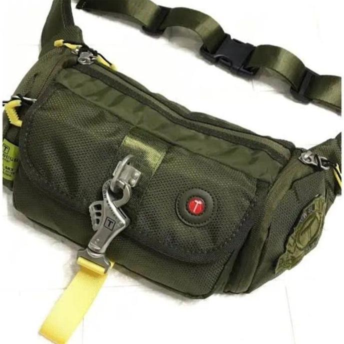 NEW TAS PINGGANG PRIA/WANITA TOUGH WARRIOR ARMY 5598 IMPORT HITAM SELEMPANG ORI