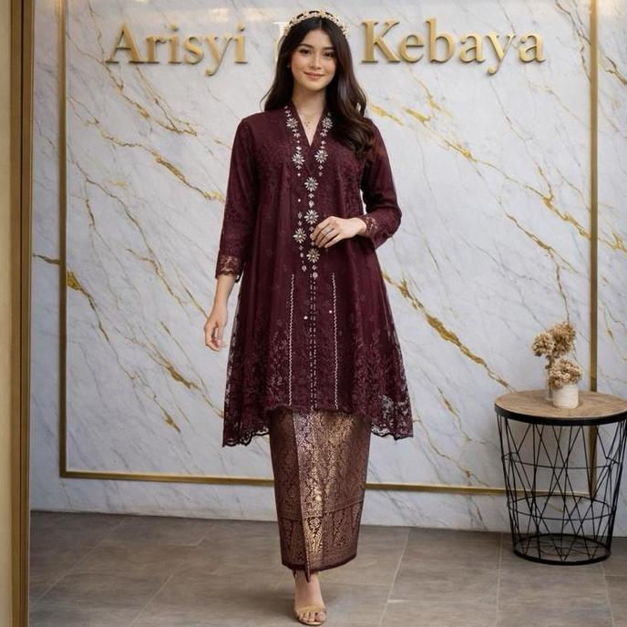 Kebaya Kartini Tunik Payet Jahit Set Songket | kebaya modern (twt)