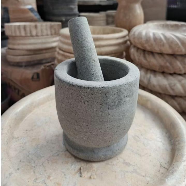 Lumpang Alu Tumbukan Ulekan Batu Andesit Alam Andesit Stone Mortar Pestle 4/11