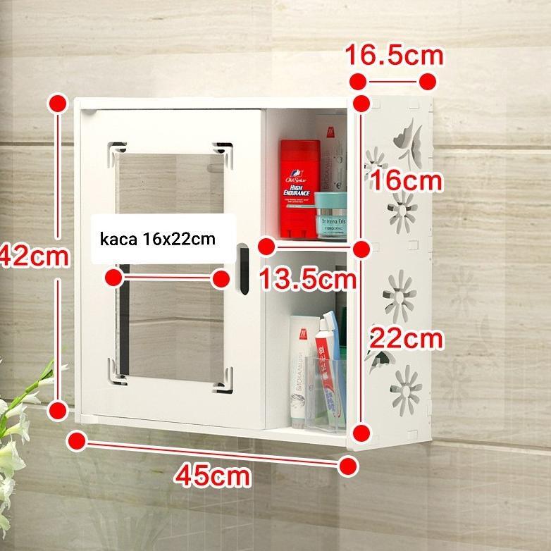 Mega_1688 Rak Cermin Kamar Mandi Pvc Putih