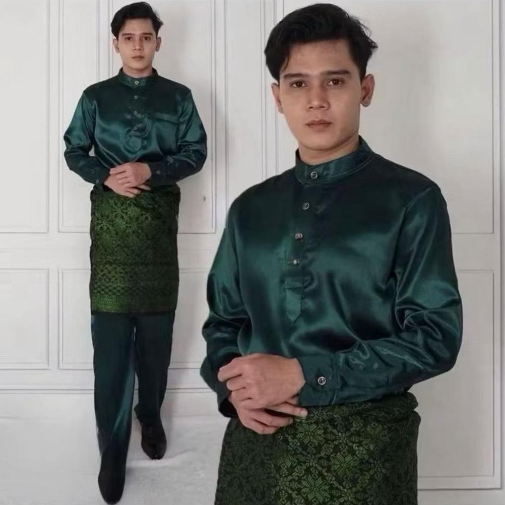 Diskon Setelan Melayu Pria+Kain Songket - Set Kondangan Cowok - Setelan Baju Pria Dewasa Polos