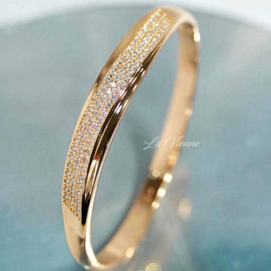 Gelang Bangkok Emas Asli Titanium Wanita Anti Karat Emas Muda Berlian Desain Klasik Free Box