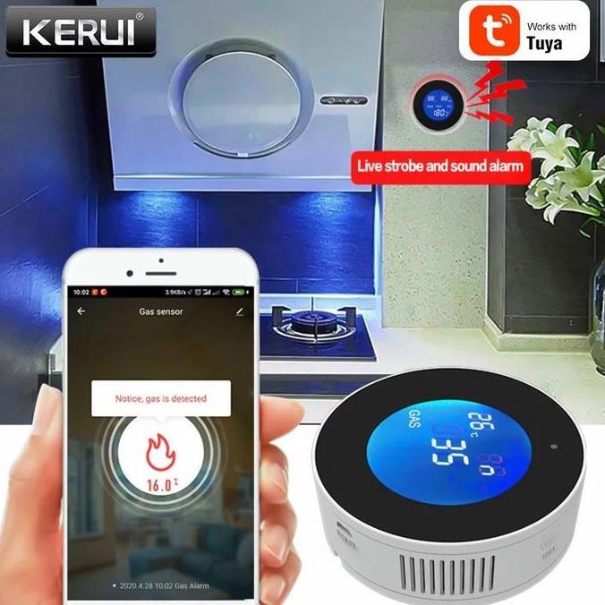 KERUI Gas Sensor smart Gas Detector LPG Tuya Smartlife WIFI Termometer Alarm