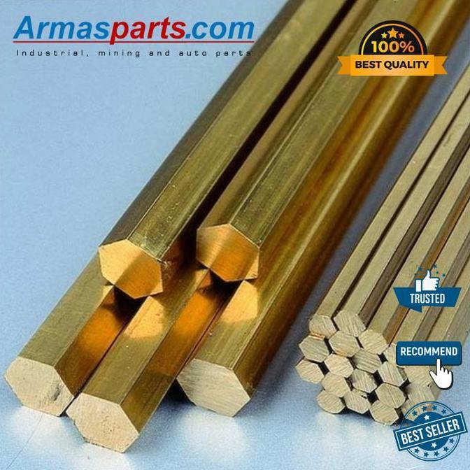 As Hexagon Kuningan 25.4mm (1 inch) Segi Enam Kuningan ( 1 meter )