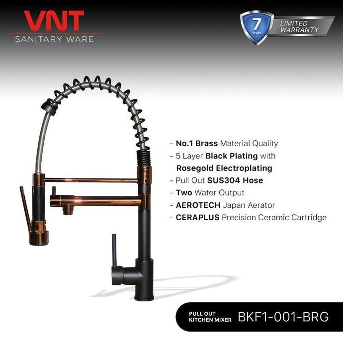 TERLARIS VNT KRAN CUCI PIRING BLACK ROSE GOLD FLEXIBLE KERAN AIR DAPUR RESTORAN