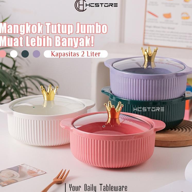 Hcstore Mangkok Tutup Warna Besar Jumbo 2 Liter Ukuran 28Cm Dengan Kuping Kiri Kanan Tahan Panas Man