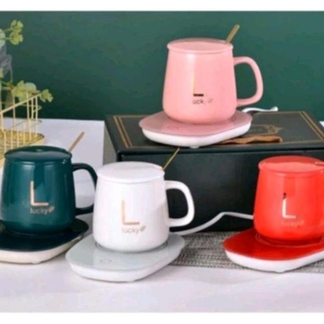 Gelas Set Pemanas Elektric/Mug Cangkir Hampers Gift Box/Cangkir Mug Pemanas Elektric