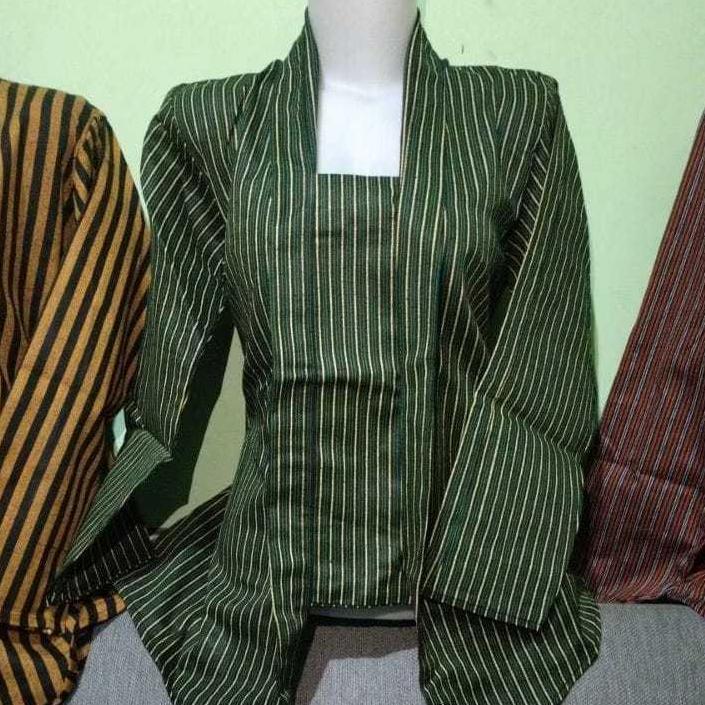 Free Ongkir Kebaya Dewasa Wanita Jawa Baju Lurik Adat Jawa Wanita Kebaya Lurik Merah Biru Hijau