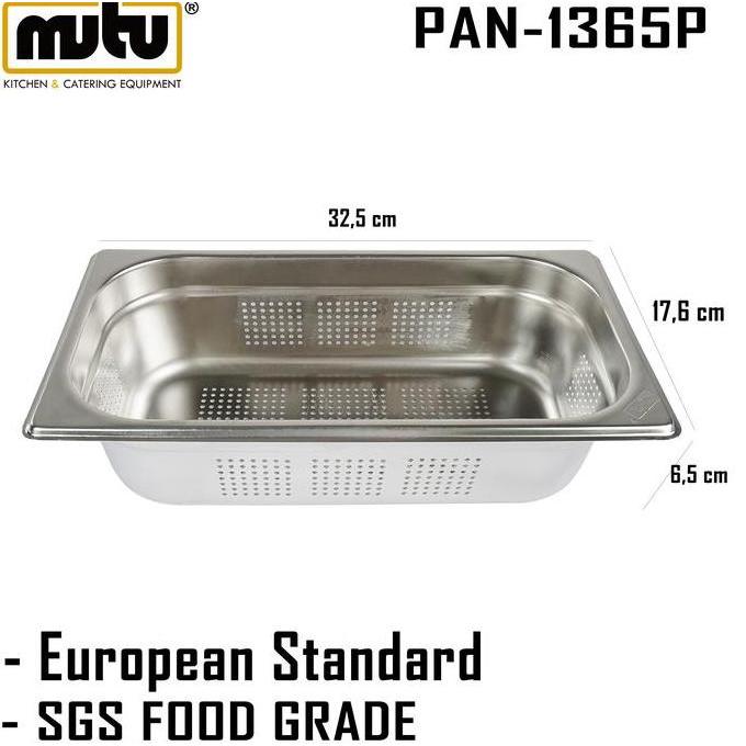 Food Pan Stainless 1/3 Perforated Gastronom Pan Mutu PAN1365P
