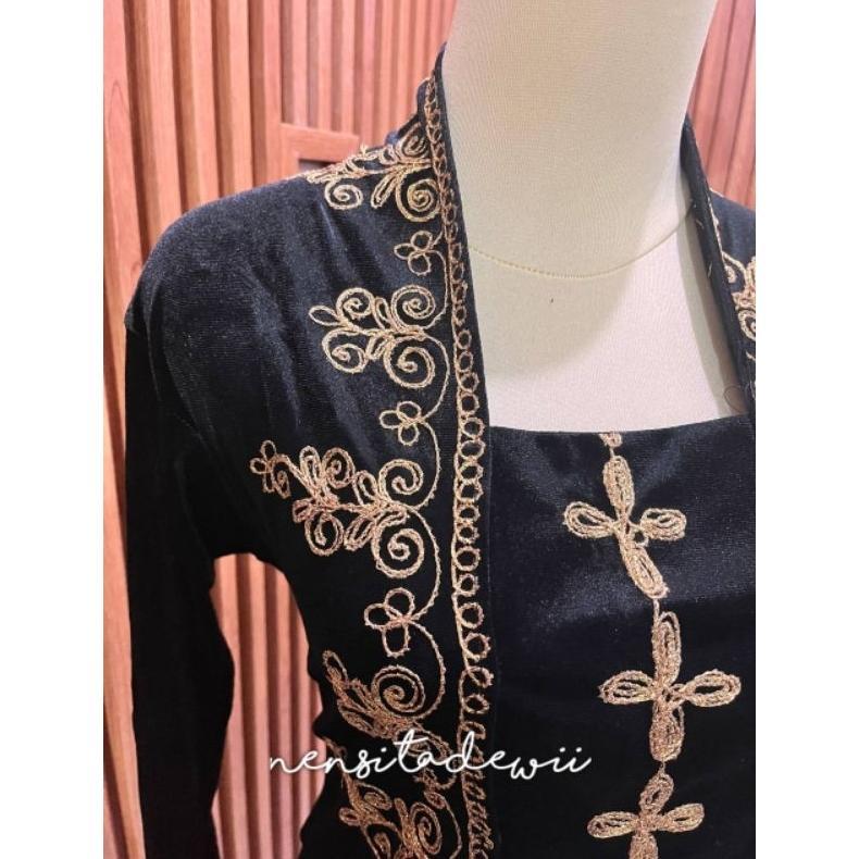 Free Ongkir [Hitam] Kebaya Bludru Bordir - Model Kutubaru & Kartini