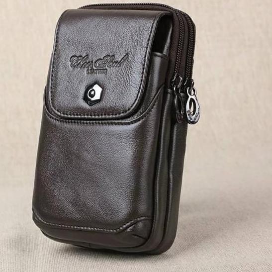 NEW DOMPET HP PINGGANG PRIA KULIT ASLI SARUNG HP 6,5 INCH PRIA 3HP KULIT ORI