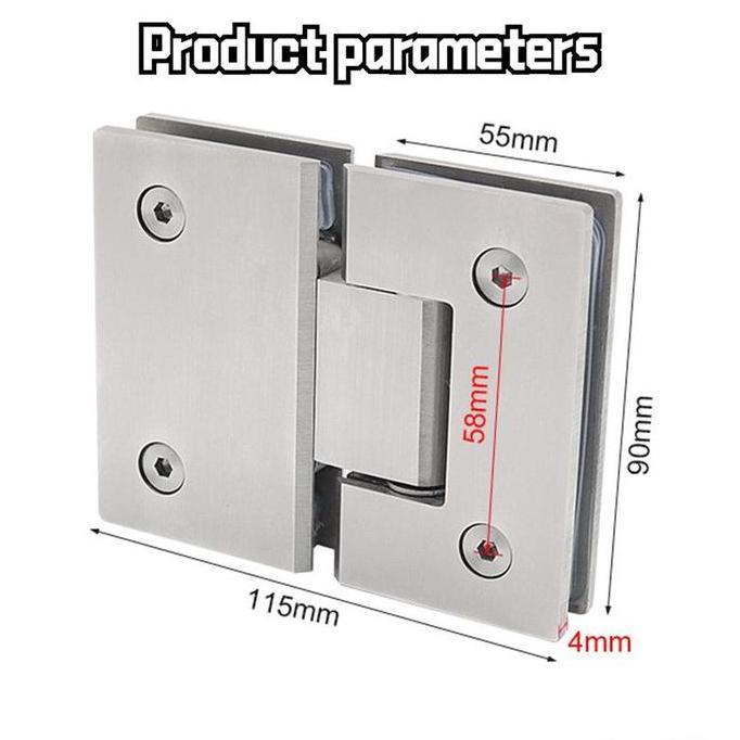PODAMANS [1pc] Engsel Pintu Kaca Engsel 90 /180 derajat untuk pintu kaca Tahan Lama Anti Karat